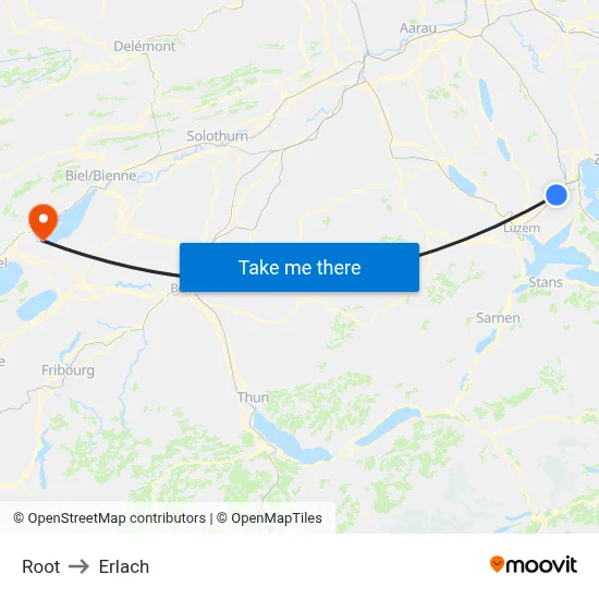 Root to Erlach map