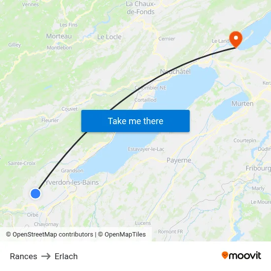 Rances to Erlach map