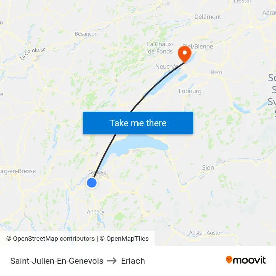 Saint-Julien-En-Genevois to Erlach map