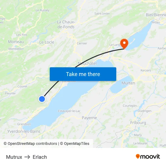 Mutrux to Erlach map