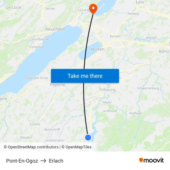 Pont-En-Ogoz to Erlach map