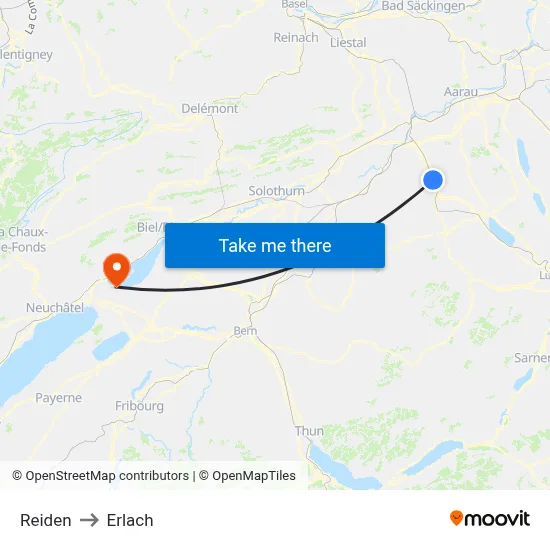 Reiden to Erlach map