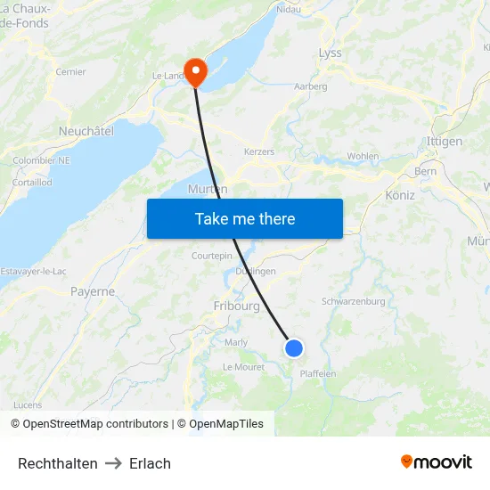 Rechthalten to Erlach map