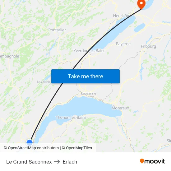Le Grand-Saconnex to Erlach map