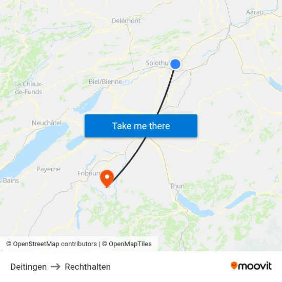 Deitingen to Rechthalten map