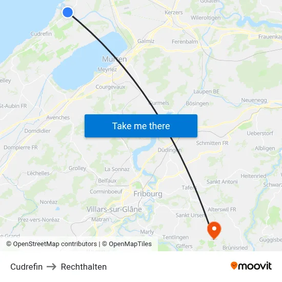 Cudrefin to Rechthalten map