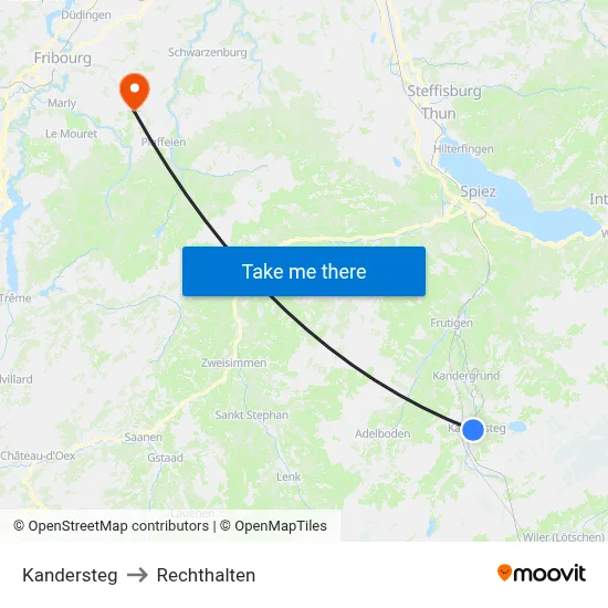 Kandersteg to Rechthalten map
