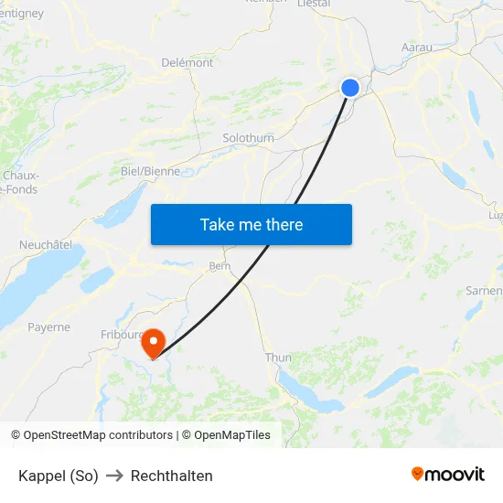 Kappel (So) to Rechthalten map