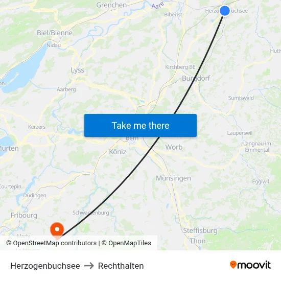 Herzogenbuchsee to Rechthalten map