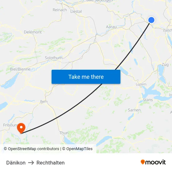 Dänikon to Rechthalten map
