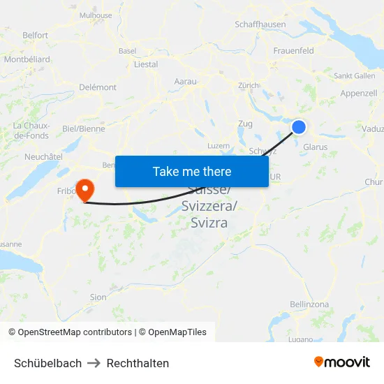 Schübelbach to Rechthalten map
