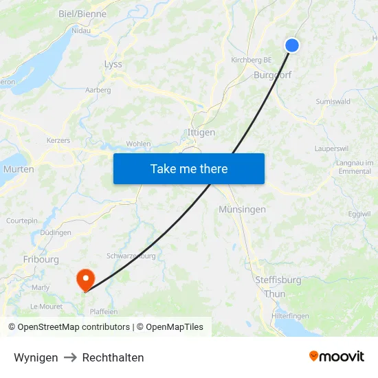 Wynigen to Rechthalten map