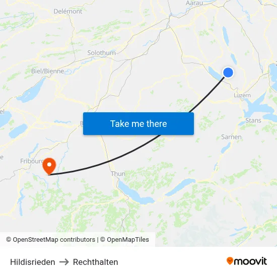 Hildisrieden to Rechthalten map