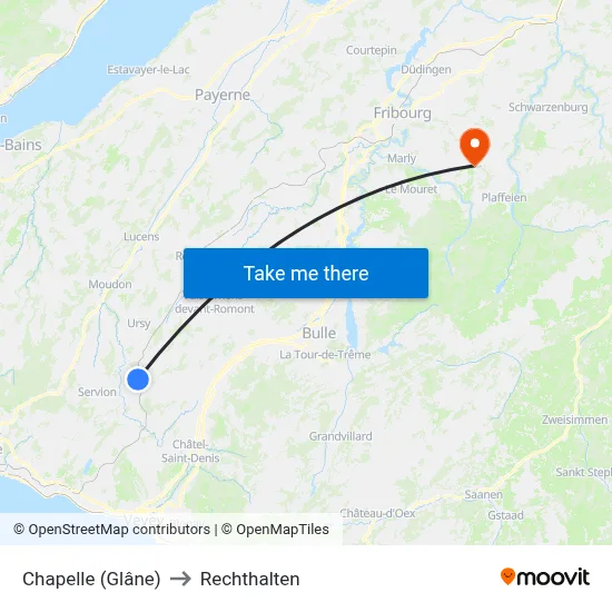 Chapelle (Glâne) to Rechthalten map