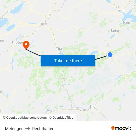 Meiringen to Rechthalten map