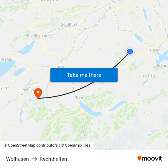 Wolhusen to Rechthalten map