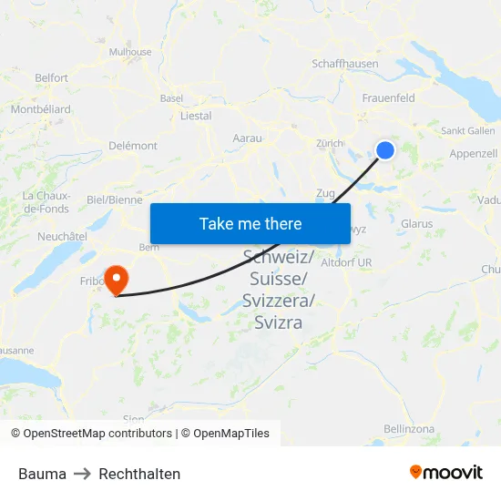 Bauma to Rechthalten map