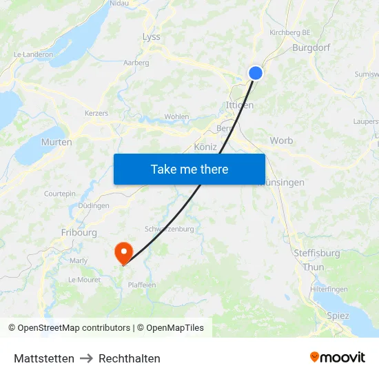 Mattstetten to Rechthalten map