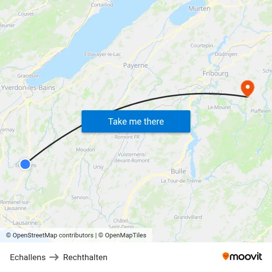Echallens to Rechthalten map