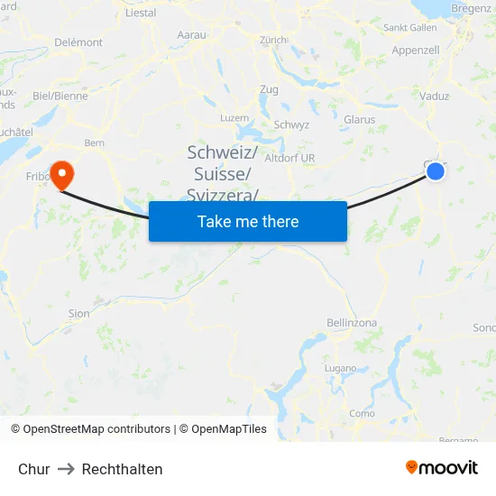 Chur to Rechthalten map