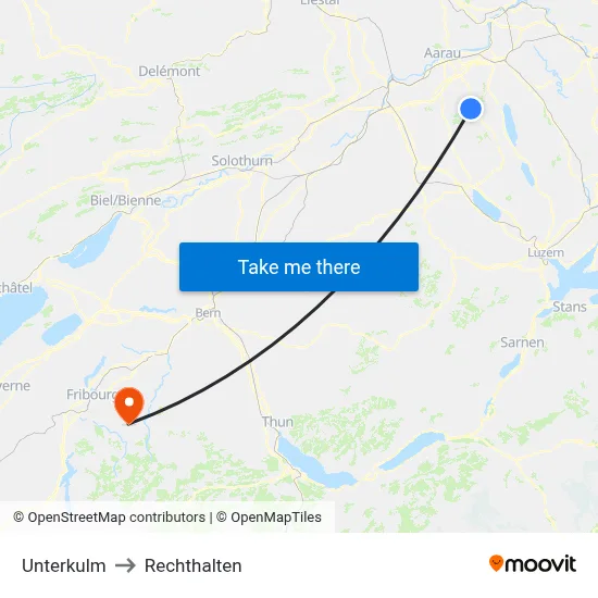 Unterkulm to Rechthalten map