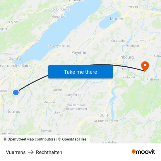 Vuarrens to Rechthalten map