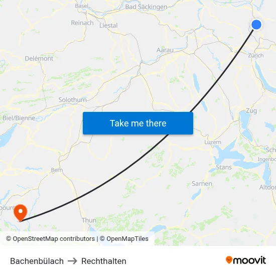 Bachenbülach to Rechthalten map