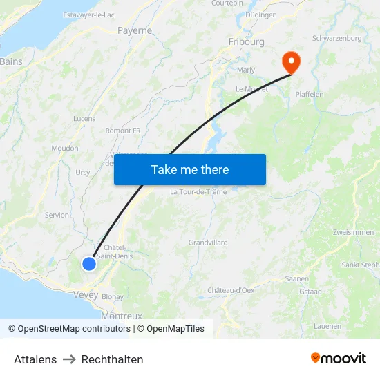 Attalens to Rechthalten map