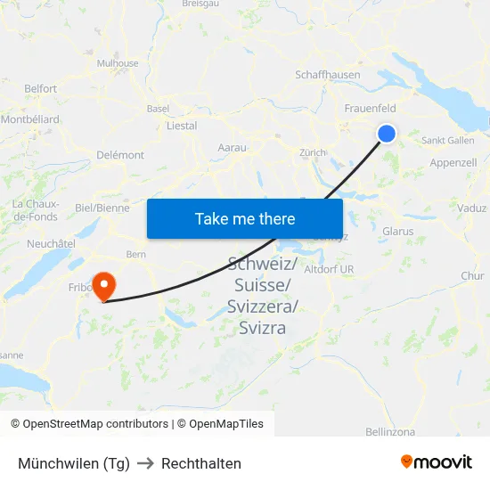 Münchwilen (Tg) to Rechthalten map