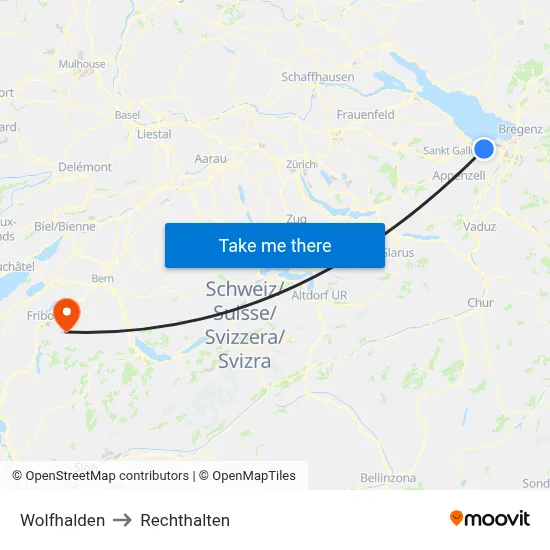 Wolfhalden to Rechthalten map