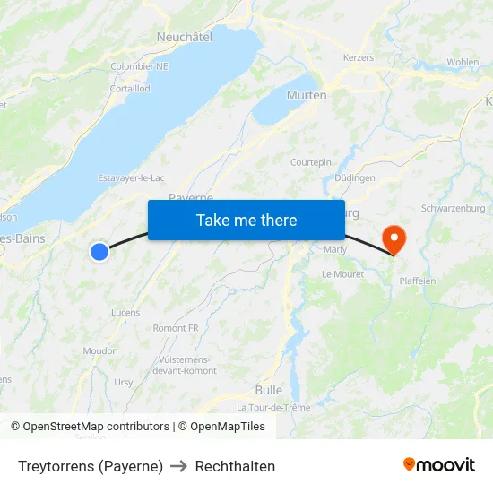 Treytorrens (Payerne) to Rechthalten map