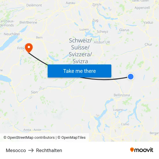 Mesocco to Rechthalten map
