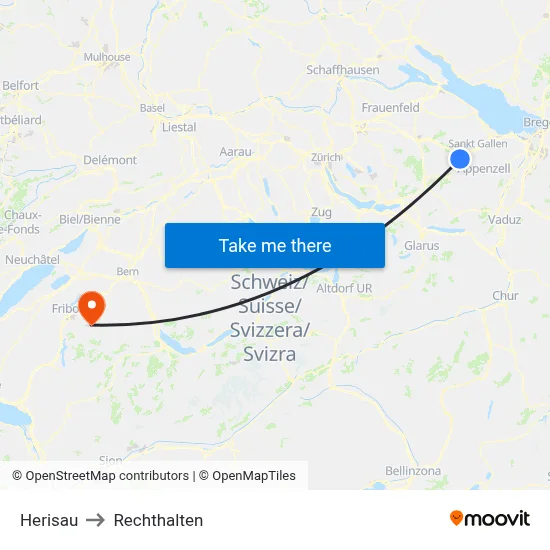 Herisau to Rechthalten map