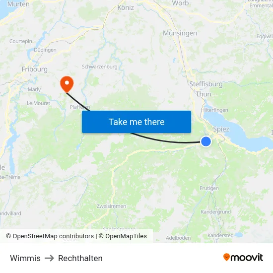 Wimmis to Rechthalten map