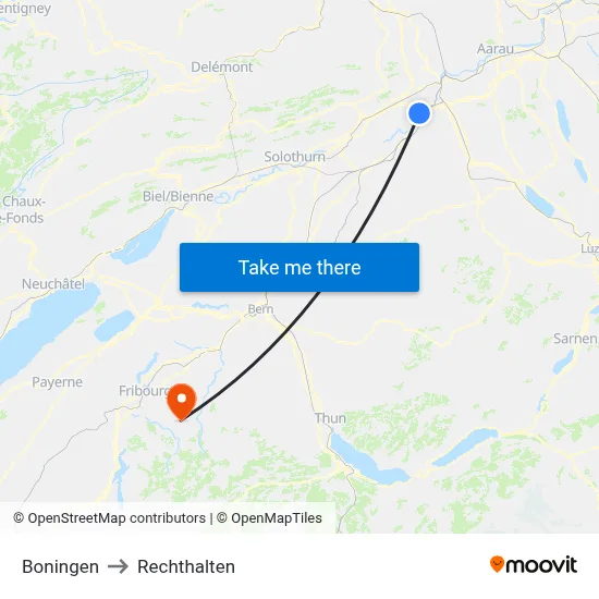 Boningen to Rechthalten map