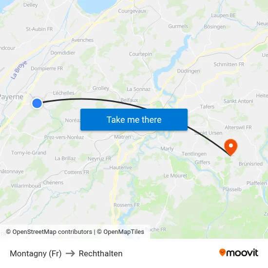 Montagny (Fr) to Rechthalten map