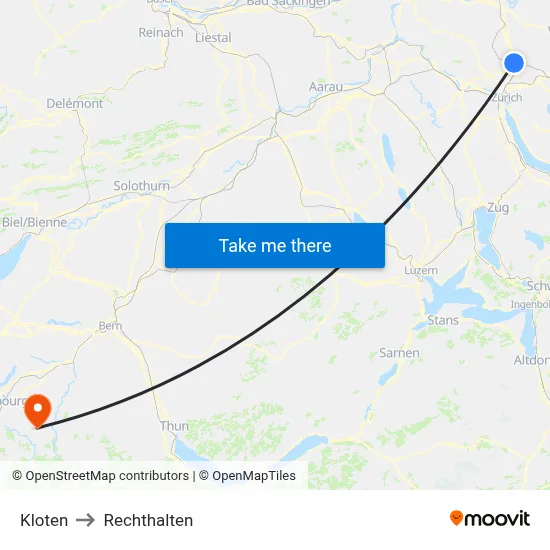Kloten to Rechthalten map