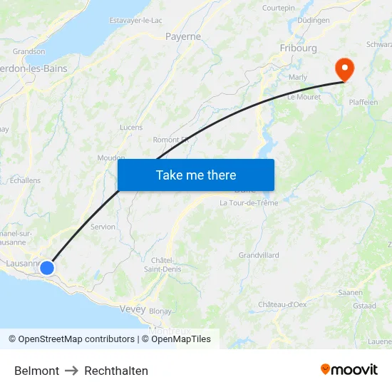 Belmont to Rechthalten map