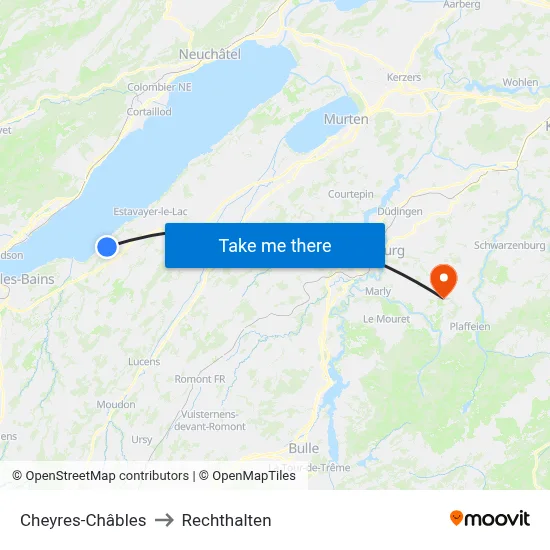 Cheyres-Châbles to Rechthalten map