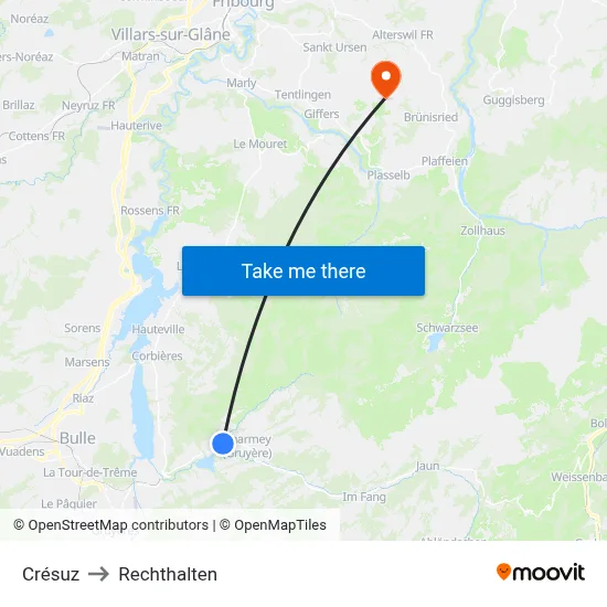 Crésuz to Rechthalten map