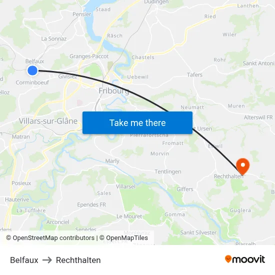 Belfaux to Rechthalten map