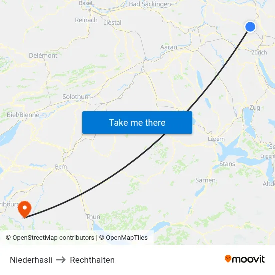 Niederhasli to Rechthalten map