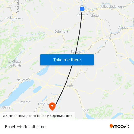 Basel to Rechthalten map