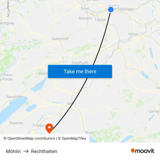 Möhlin to Rechthalten map