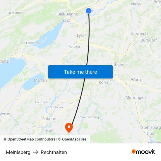 Meinisberg to Rechthalten map