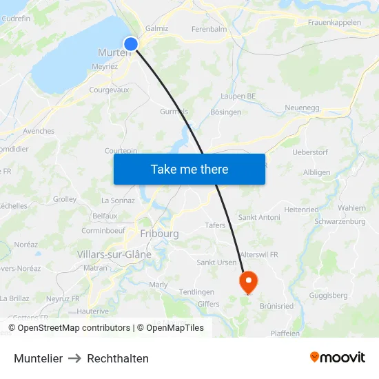 Muntelier to Rechthalten map