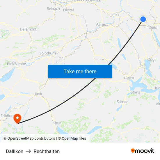 Dällikon to Rechthalten map