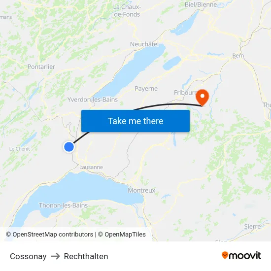 Cossonay to Rechthalten map