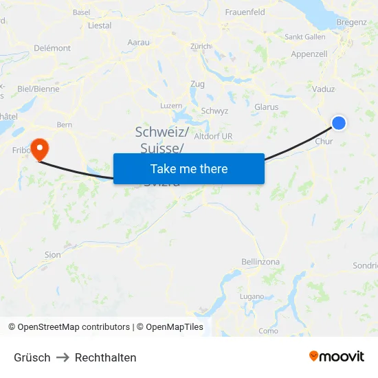 Grüsch to Rechthalten map