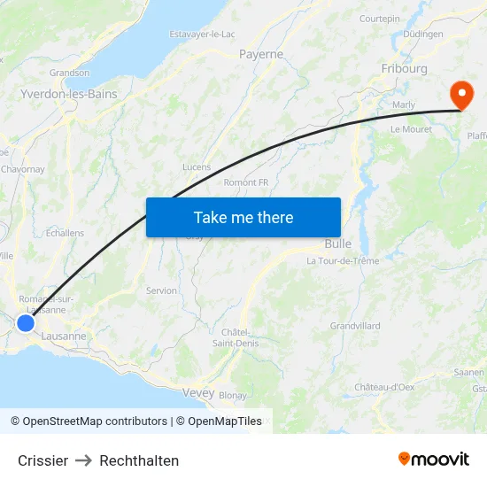 Crissier to Rechthalten map